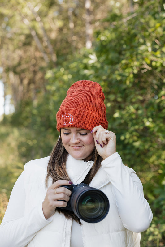 Waffle Knit Embroidered Beanie