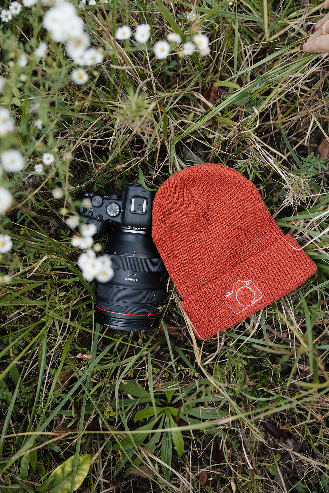 Waffle Knit Embroidered Beanie